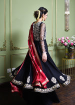 Black Embroidered Viscose Peshwas Sharara (3-Piece) - Image 4