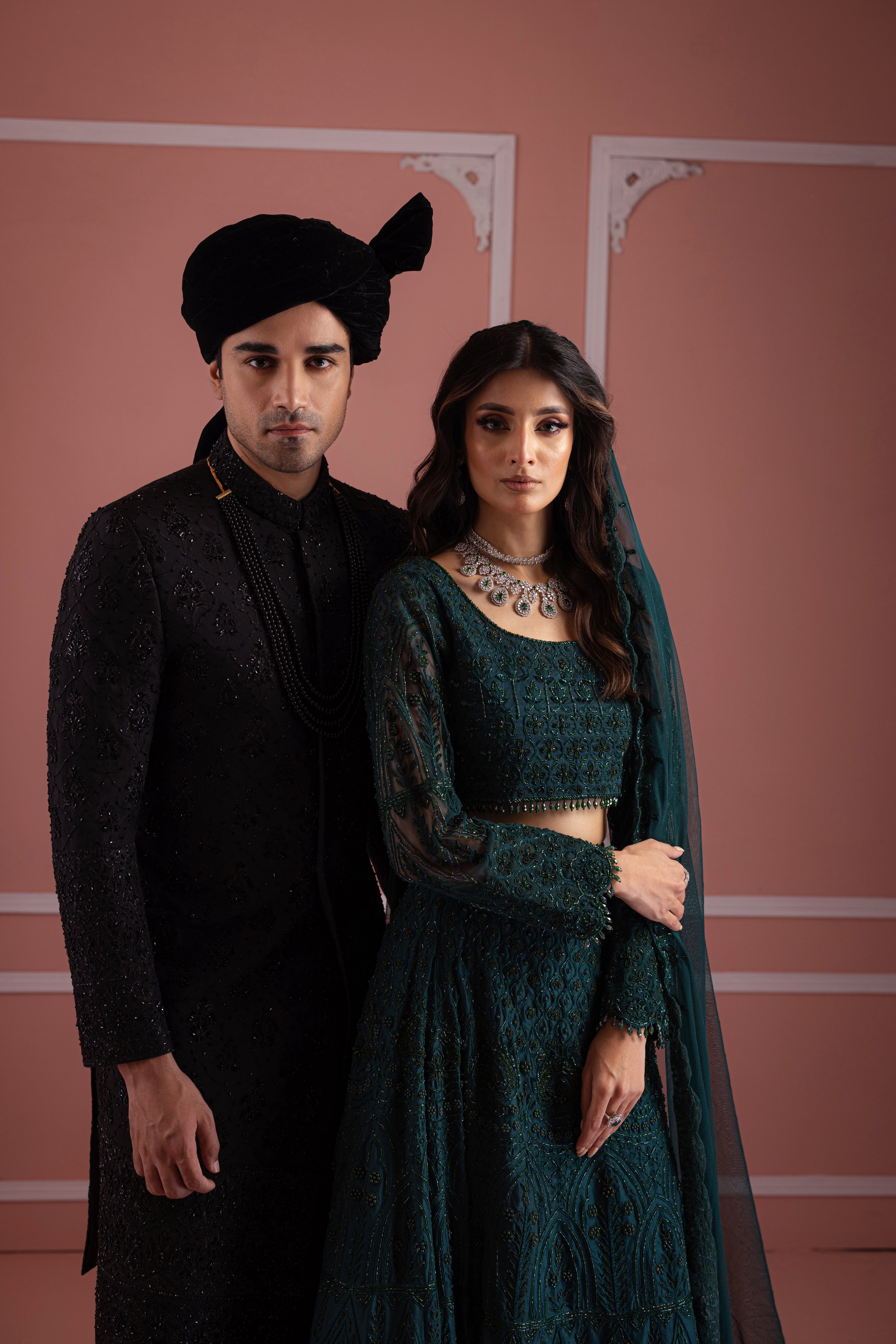 Black Cut Dana Silk-Blend Sherwani (3-Piece) - Image 6