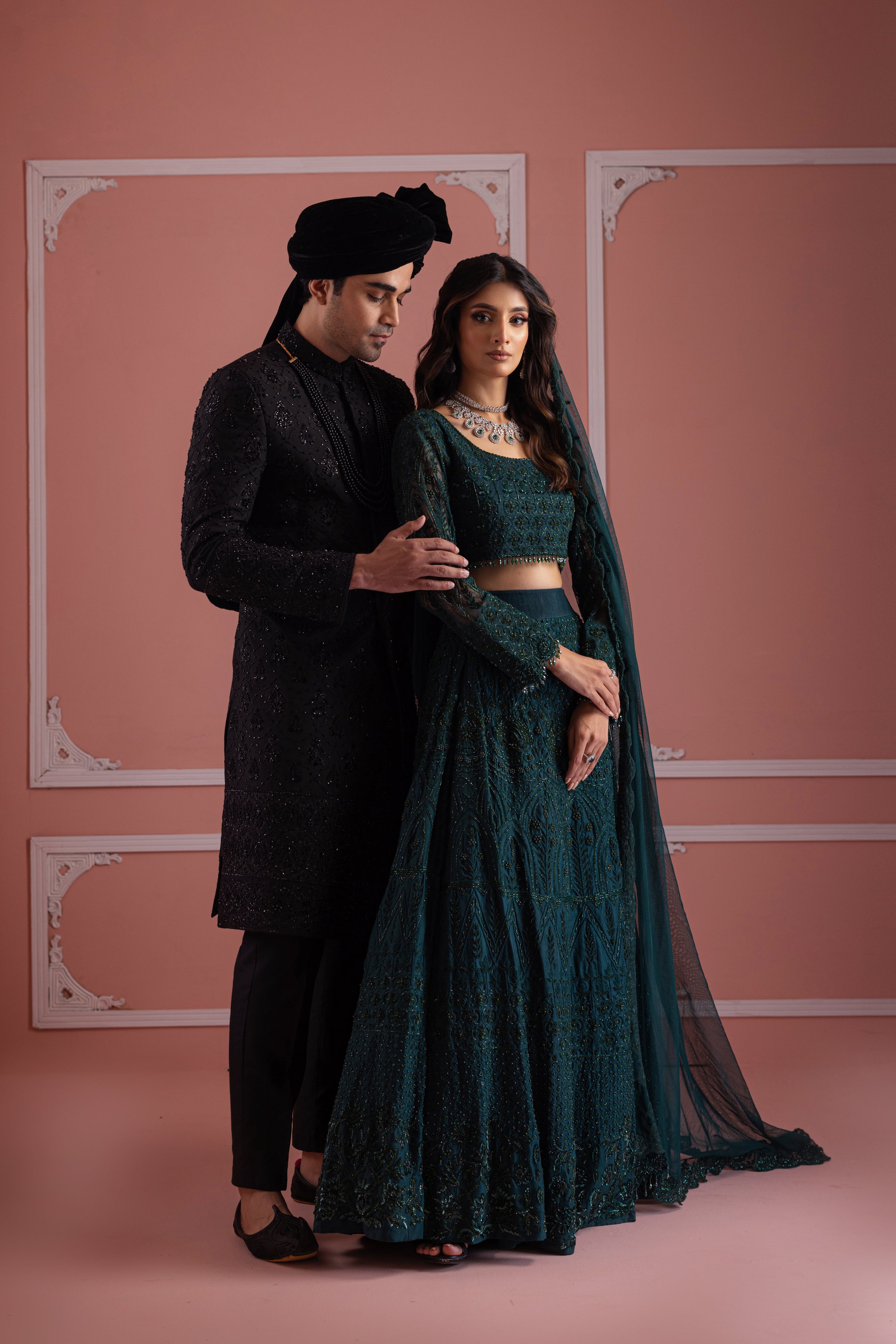 Black Cut Dana Silk-Blend Sherwani (3-Piece) - Image 7