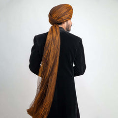 Jet Black Velvet Sherwani with Blue Zardozi (3-Piece) - Image 5