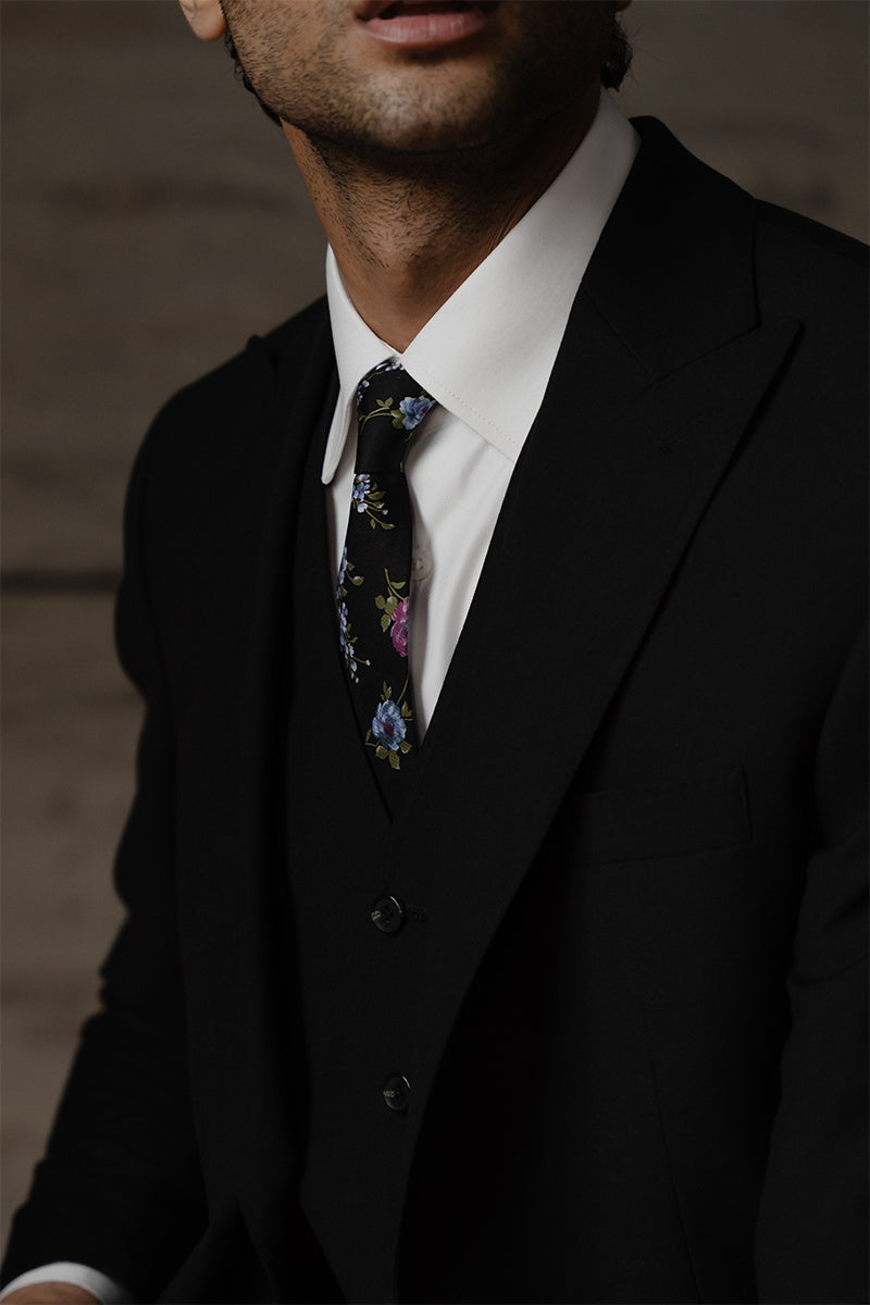 Charcoal Black Tropical Italian Fabric 3-Piece Suit - Image 3