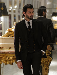 Black Wool-Blend Three-Piece Suit (3-Piece) - Image 2