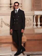 Black Wool-Blend Double-Breasted Suit (2-Piece) - Image 2