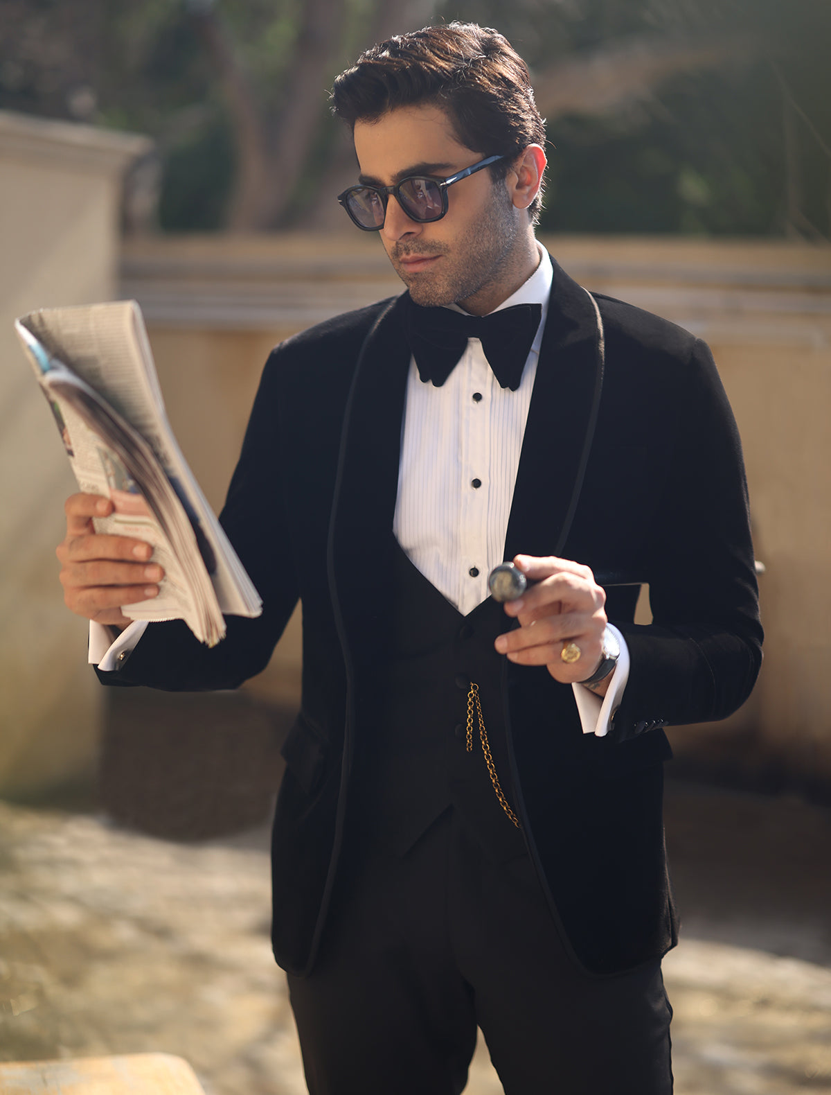 Black Velvet Tuxedo Jacket with Satin Lapels (1-Pc) - Image 3