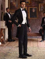 Black Tailcoat Wool Tuxedo Suit (3-Piece) - Image 3