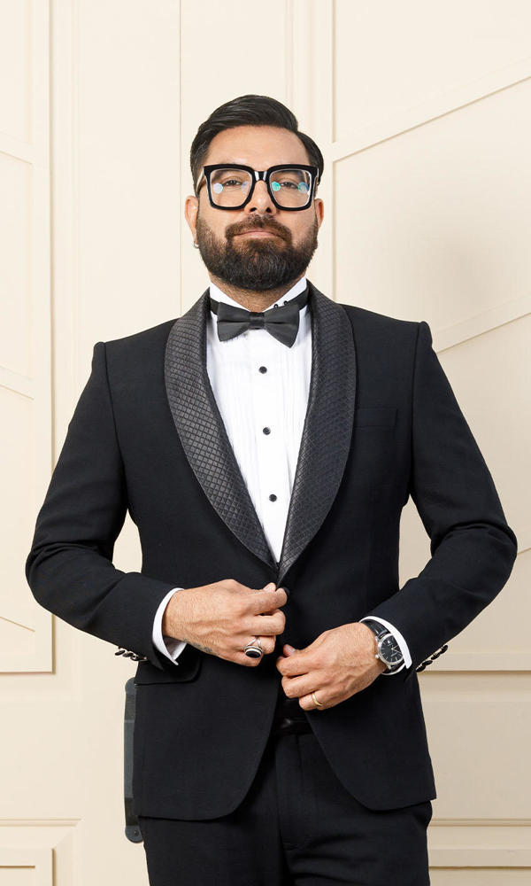 Black Textured Lapel Wool Tuxedo (2-Piece) - Image 4