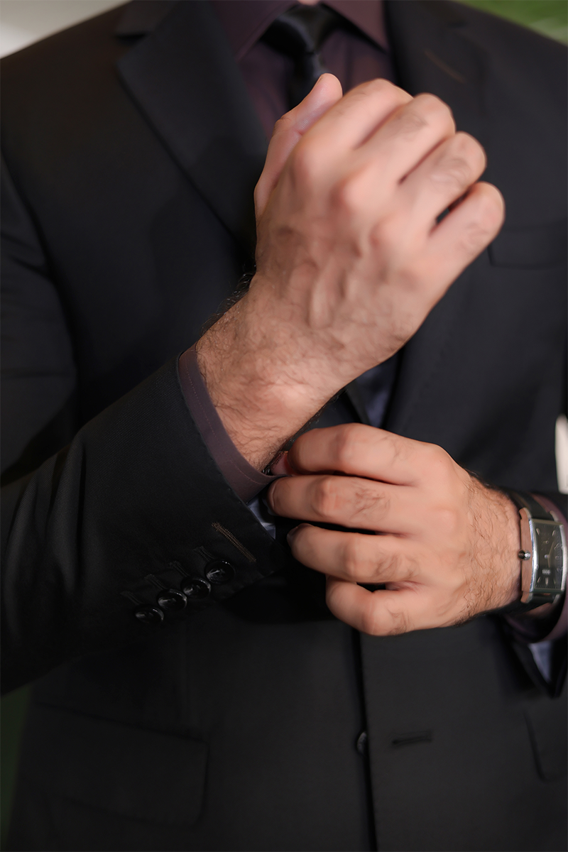 Black Cotton-Wool Blend Two-Piece Suit (2-Piece) - Image 4