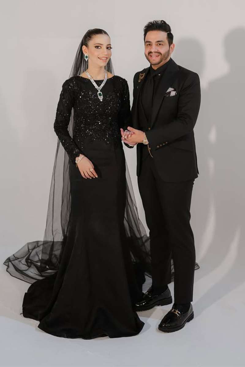 Black Embroidered Premium Suiting 3-Piece Groom Suit - Image 3