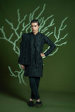 Black Embroidered Blended Waistcoat Kurta Set (3-Piece) - Image 3