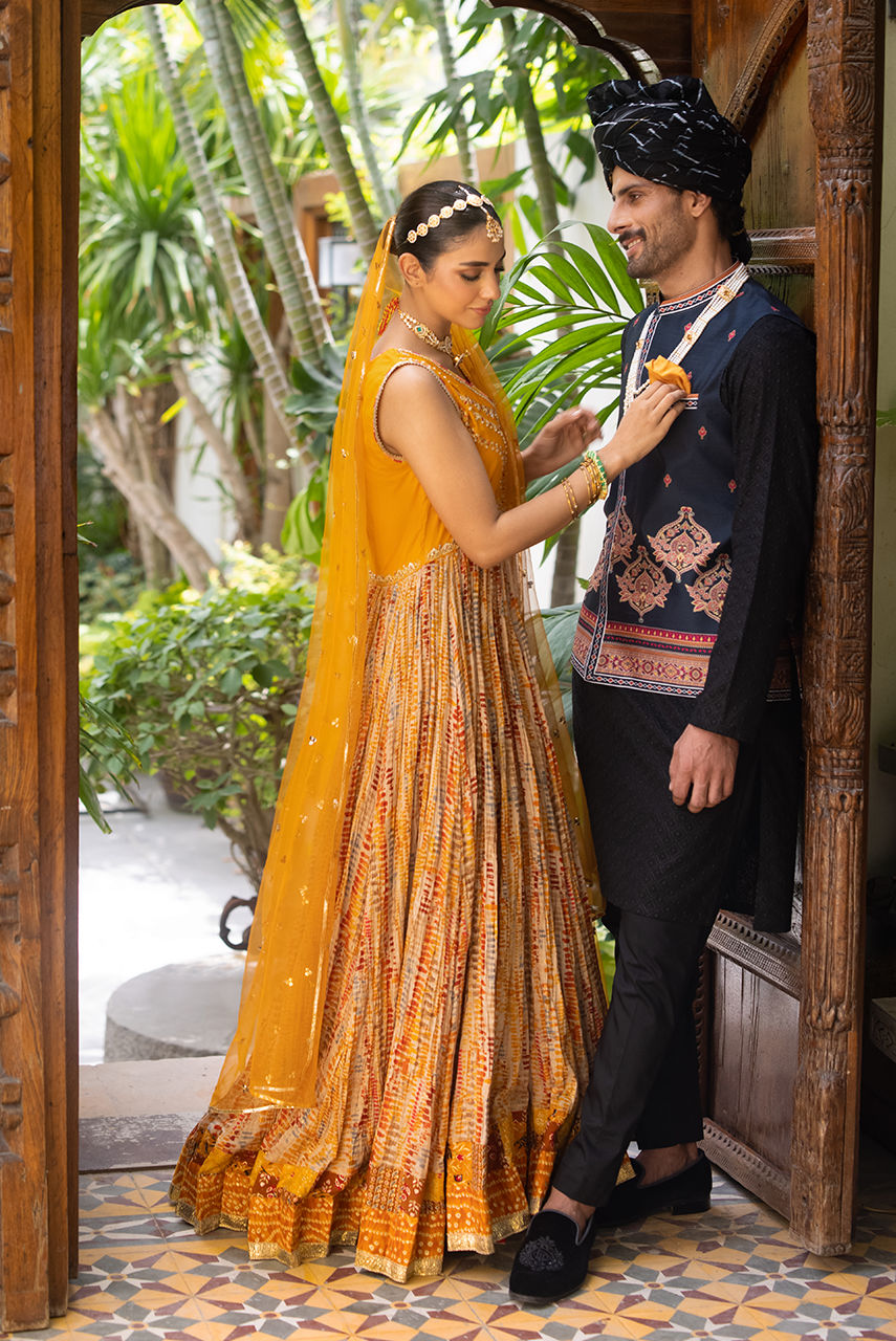 Black Chikan Embroidered Kurta Pajama with Waistcoat (3-Piece) - Image 3