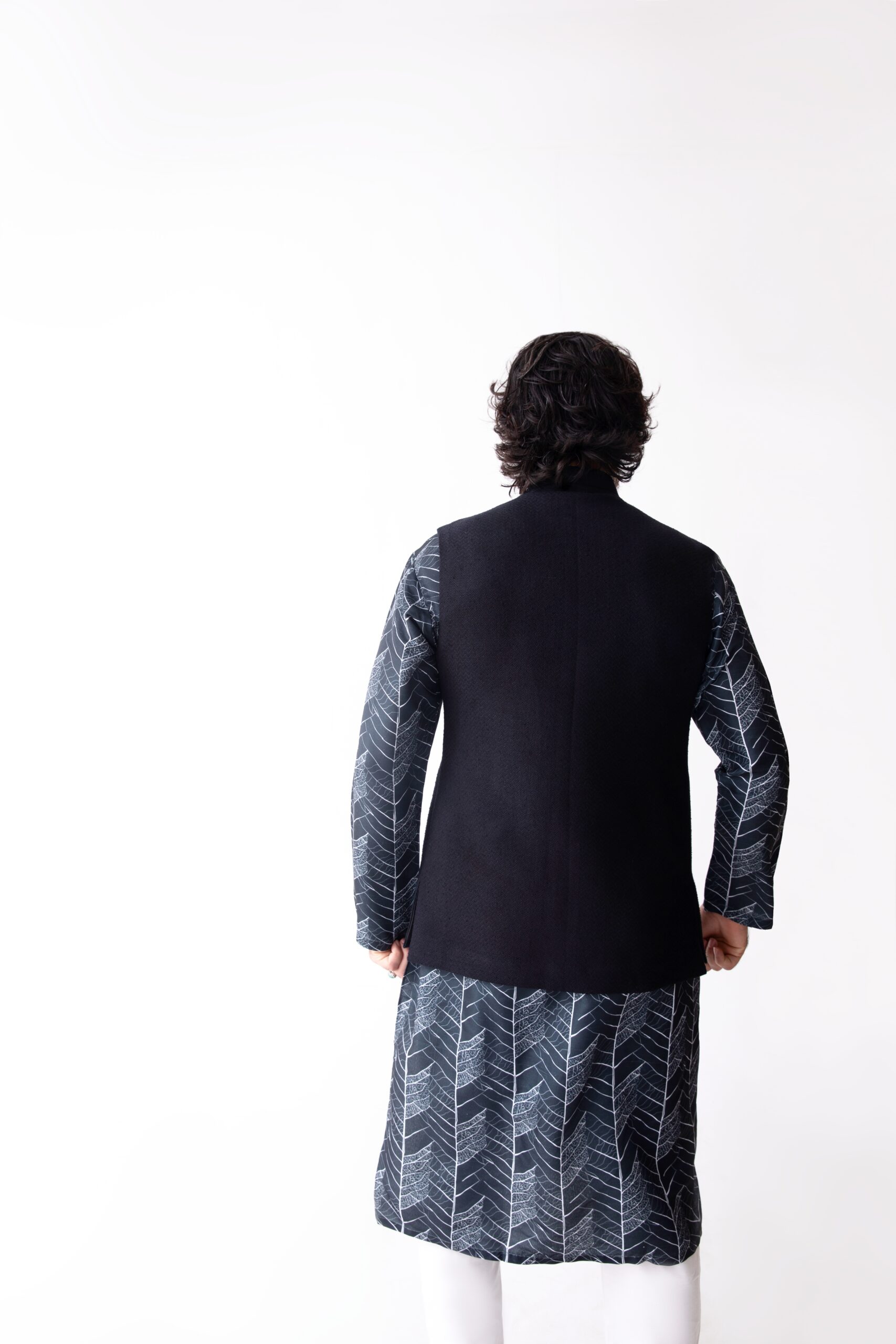 Black Embroidered Suiting Waistcoat (3-Piece) - Image 3