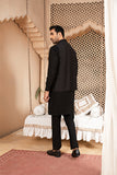 Black Blended Kurta Trouser with TR Waistcoat (3-Piece) - Image 4