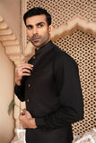 Black Blended Kurta Trouser with TR Waistcoat (3-Piece) - Image 5