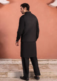 Black Wash & Wear Shalwar Kameez with TR Waistcoat (3-Piece) - Image 3