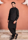 Black Wash & Wear Shalwar Kameez with TR Waistcoat (3-Piece) - Image 4