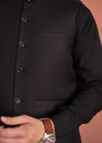 Black Wash & Wear Shalwar Kameez with TR Waistcoat (3-Piece) - Image 5