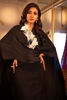 Jet Black Embellished Silk Cape Dress (1-Pc) - Image 5