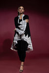 Pakistani Black Zardozi Velvet Coat Ensemble (3-Piece) - Image 1