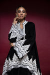 Pakistani Black Zardozi Velvet Coat Ensemble (3-Piece) - Image 5