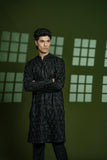 Black Embroidered Blended Kurta Set (2-Piece) - Image 3