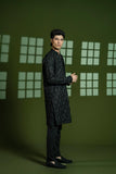 Black Embroidered Blended Kurta Set (2-Piece) - Image 6