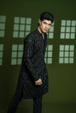 Black Embroidered Blended Kurta Set (2-Piece) - Image 8