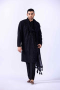 Black Zardozi Embroidered Chiffon Kurta (3-Piece) - Image 2