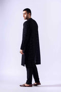 Black Zardozi Embroidered Chiffon Kurta (3-Piece) - Image 4