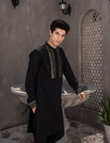 Black Embroidered Cotton Kurta Set (2-Piece) - Image 3