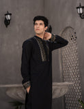 Black Embroidered Cotton Kurta Set (2-Piece) - Image 4