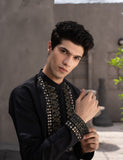 Black Embroidered Cotton Kurta Set (2-Piece) - Image 6