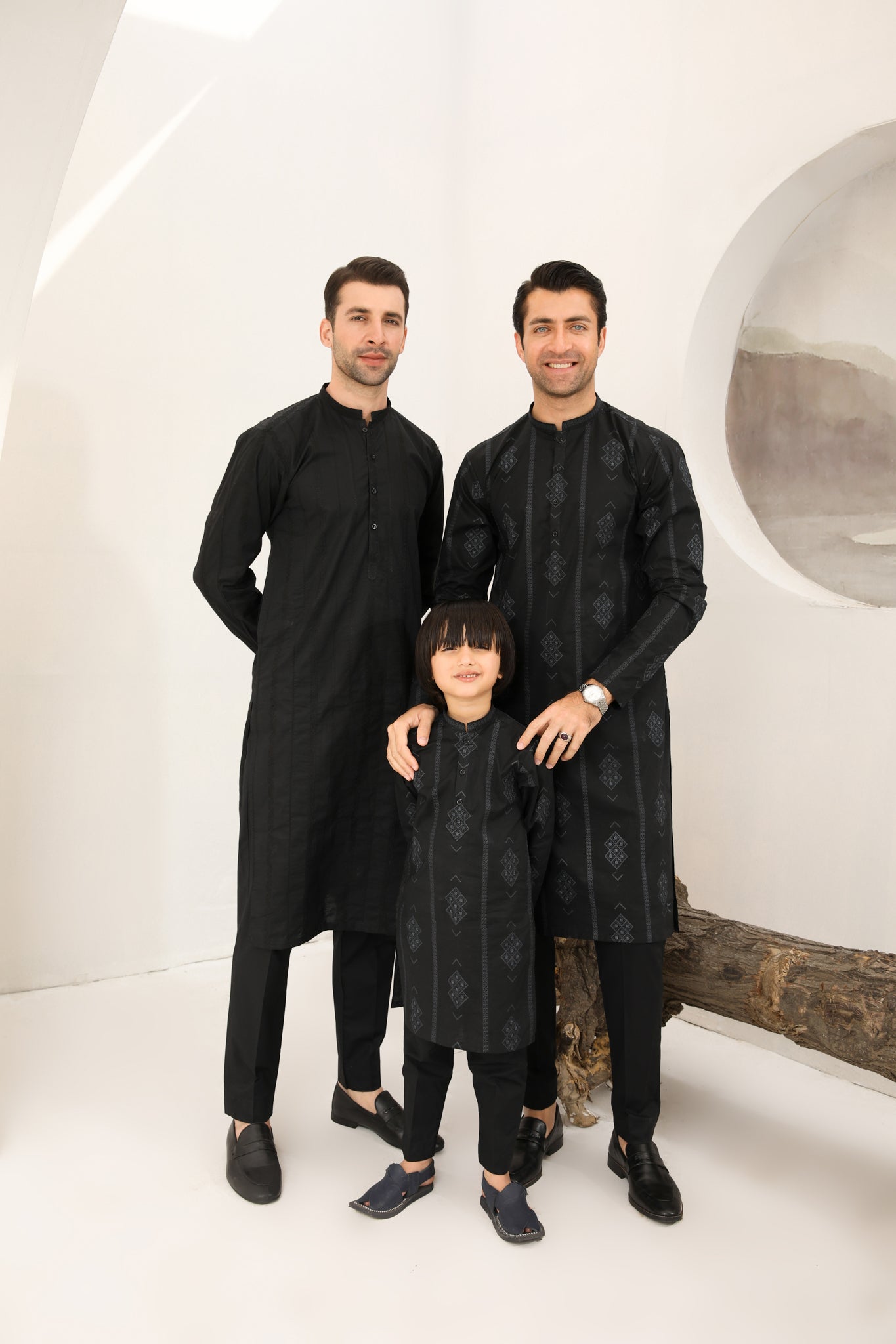 Black Schiffli Embroidered Cotton Kurta Trouser (2-Piece) - Image 9