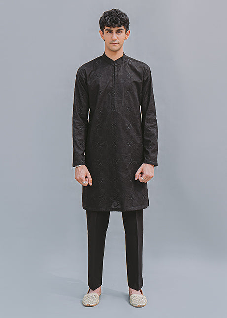 Black Embroidered Lawn Kurta (2-Piece) - Image 1