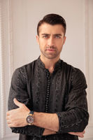 Black Self-Embroidered Raw Silk Kurta (2-Piece) - Image 3