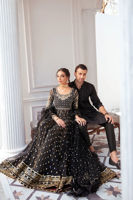 Black Self-Embroidered Raw Silk Kurta (2-Piece) - Image 6