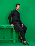 Black Embroidered Wash N Wear Kurta (2-Piece) - Image 7
