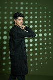 Black Embroidered Wash-and-Wear Kurta Set (2-Piece) - Image 3