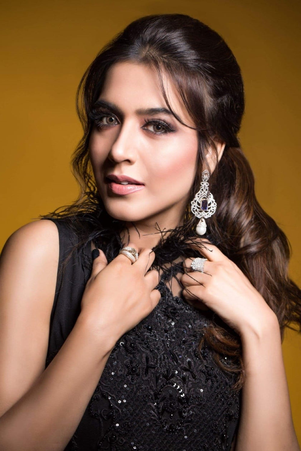 Pakistani Black Beaded Fringe Hem Party Dress (1-Pc) - Image 3