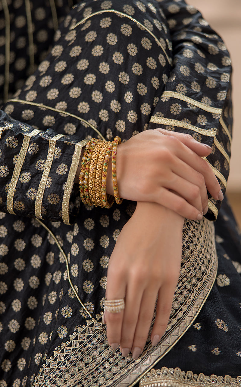 Pakistani Black Banarsi Boti Gharara Set (3-Piece) - Image 6