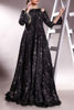 Pakistani Black Handworked Korean Raw Silk Flared Gown (1-Pc) - Image 2