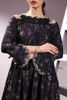 Pakistani Black Handworked Korean Raw Silk Flared Gown (1-Pc) - Image 8