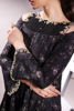 Pakistani Black Handworked Korean Raw Silk Flared Gown (1-Pc) - Image 9