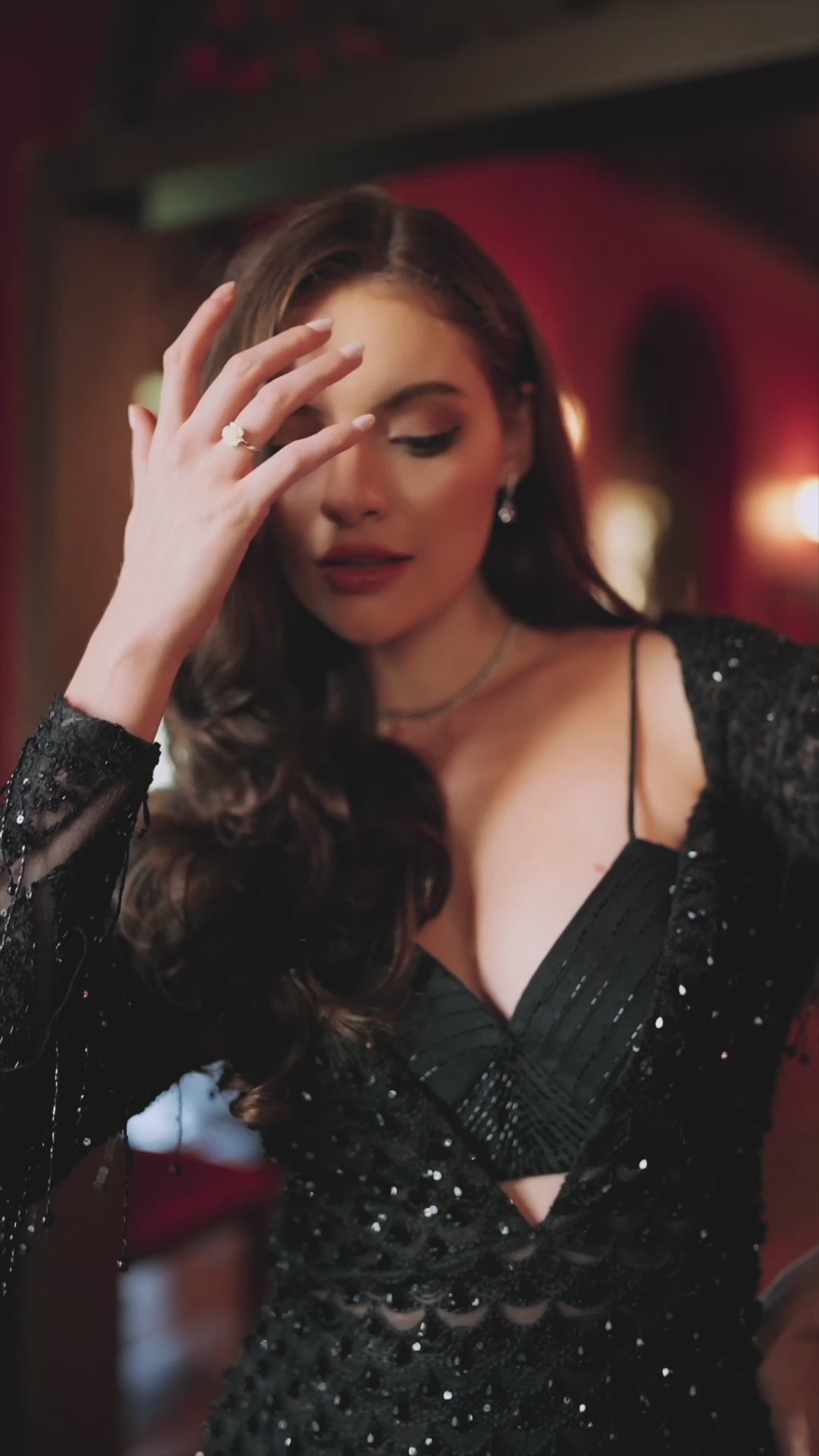 Pakistani Black Hand-Embellished Tulle Gown (1-Pc) - Image 11