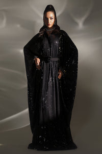 Pakistani Black Sequin Chiffon Kaftan (2-Piece) - Image 1