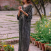 Pakistani Black Sequinned Chiffon Kaftan (1-Pc) - Image 2