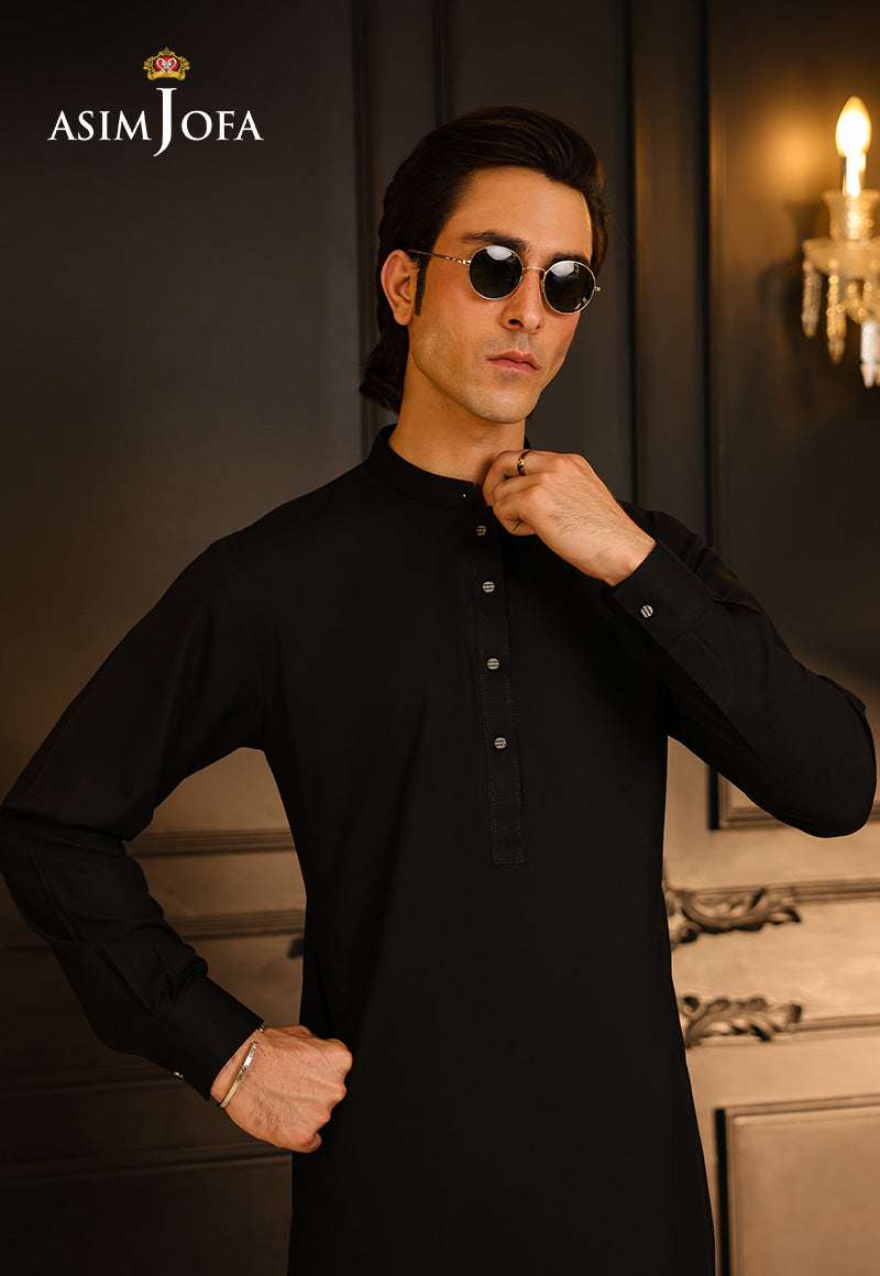 Black Blended Fabric Kurta Trouser Set (2-Piece) - Image 4