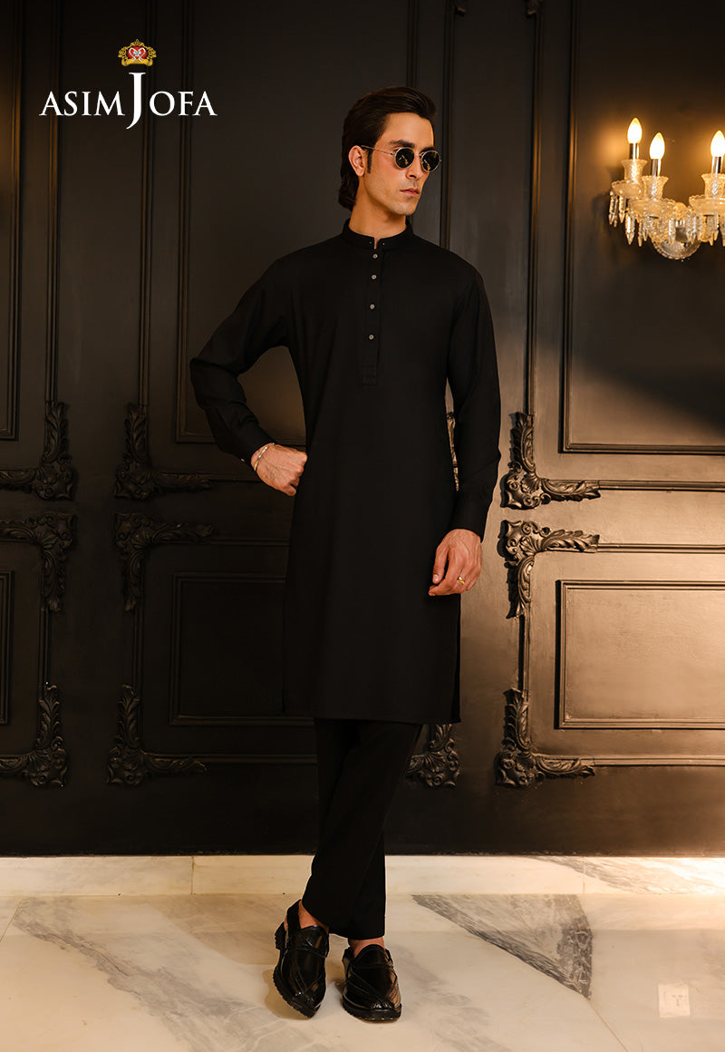 Black Blended Fabric Kurta Trouser Set (2-Piece) - Image 5