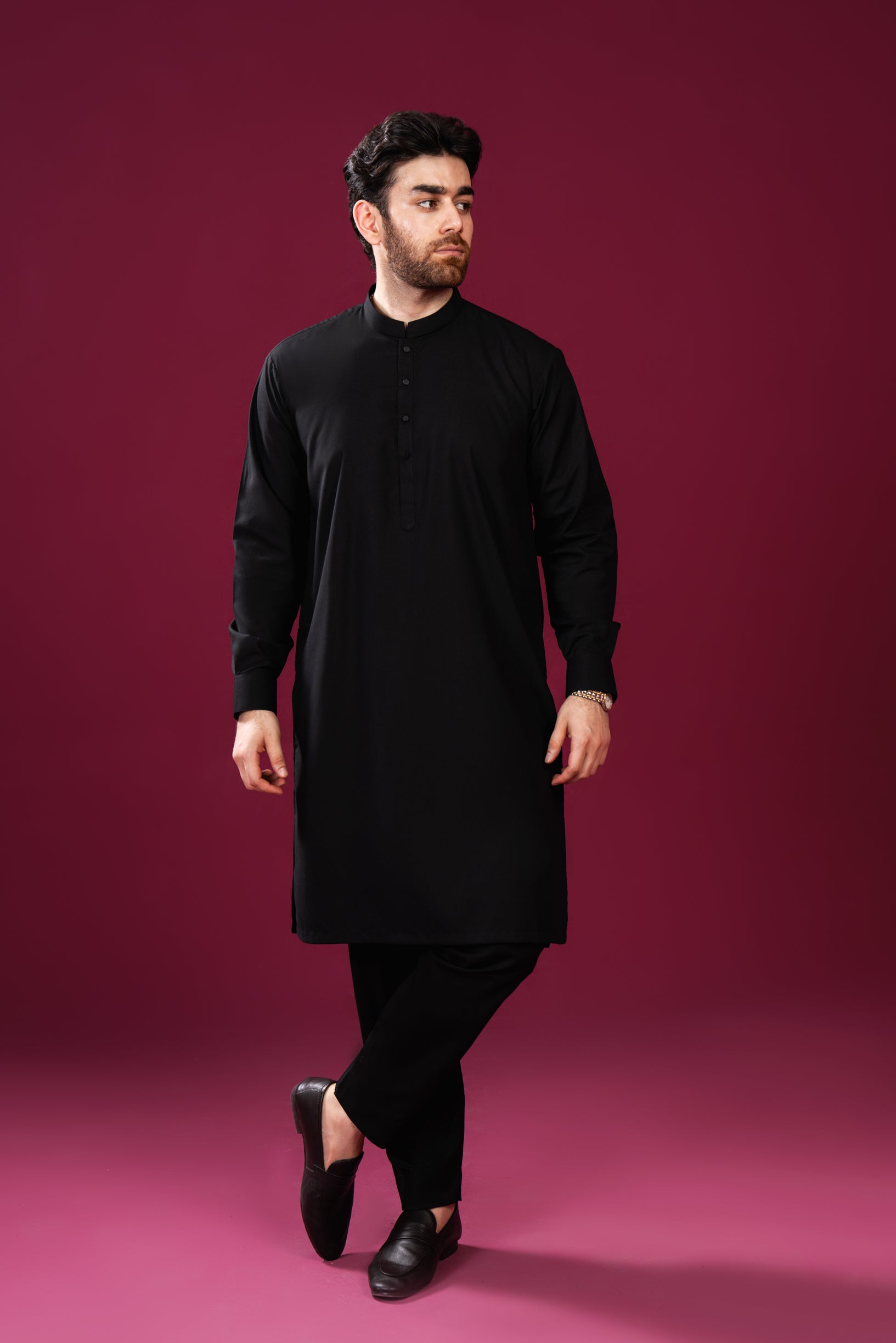 Black Blended Kurta Pajama (2-Piece) - Image 4