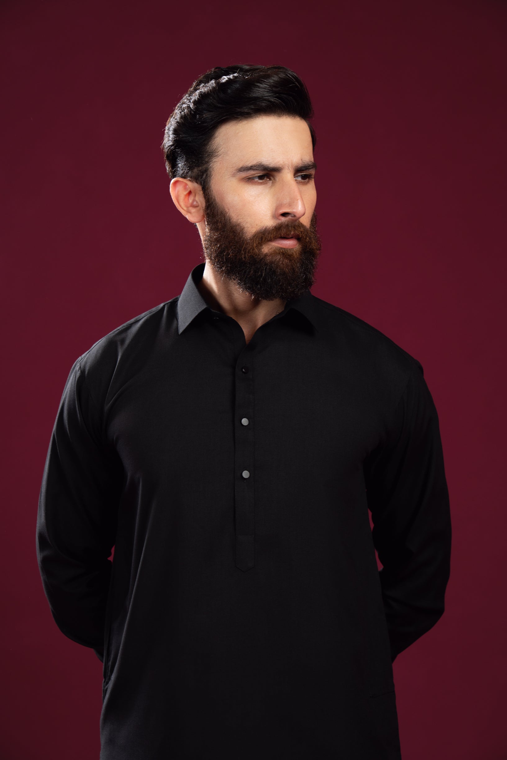 Black Blended Kurta Pajama (2-Piece) - Image 5