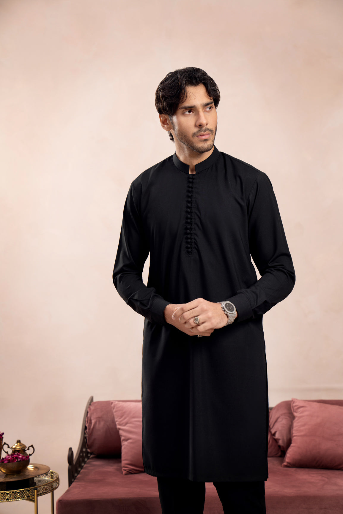 Crow Black Blended Kurta Pajama (2-Piece) - Image 1